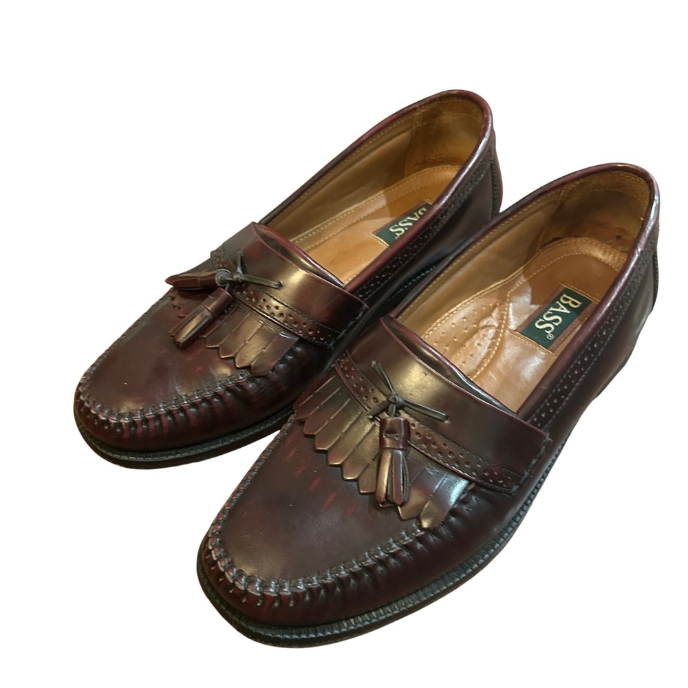 Bass Tassel Weejuns Loafers Mens Burgundy Kiltie Leather Dress Shoes 10.5 D